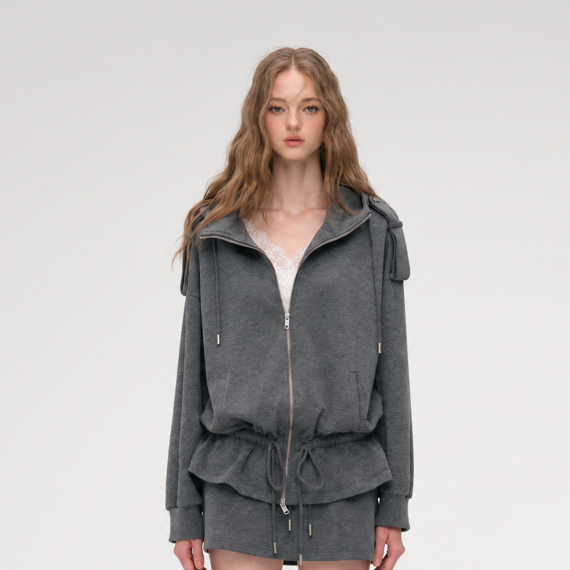 Air-Layer Hooded Skirt Set