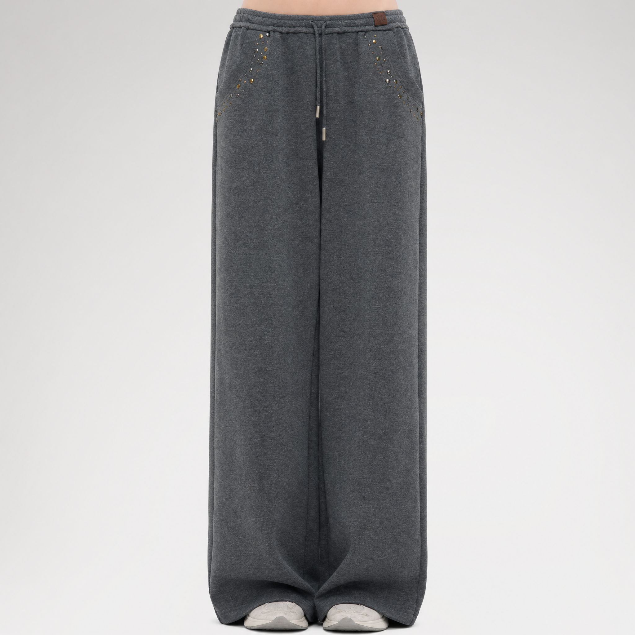 Air-Layer Rivet Wide-Leg Pants