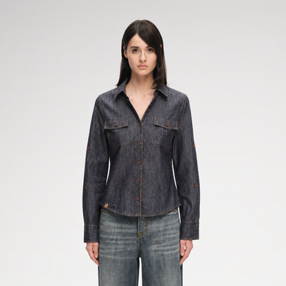 Contrast Stitch V-Neck Shirt