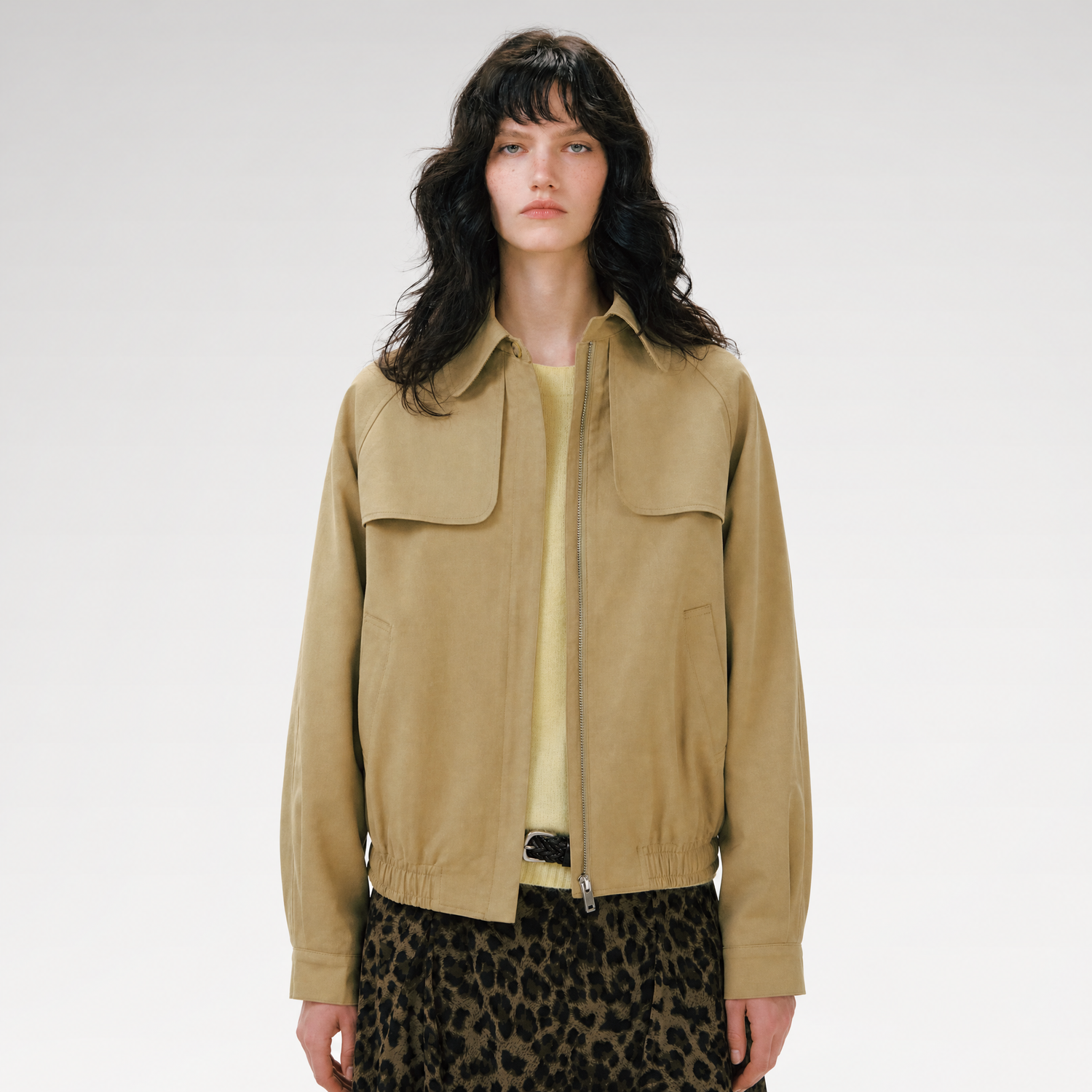 Pleated Collar Utility Jacket