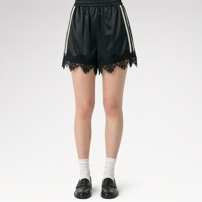 Lace Trim Satin Shorts