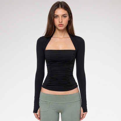 Ruched Sculpted Long-Sleeve Top