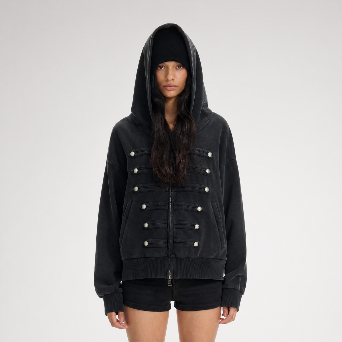 Washed Napoleon Hooded Jacket