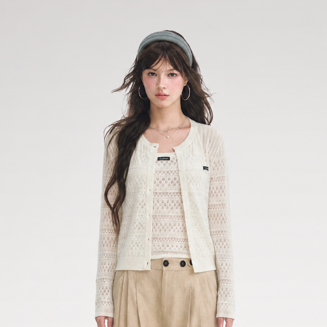 Openwork Cropped Knit Set