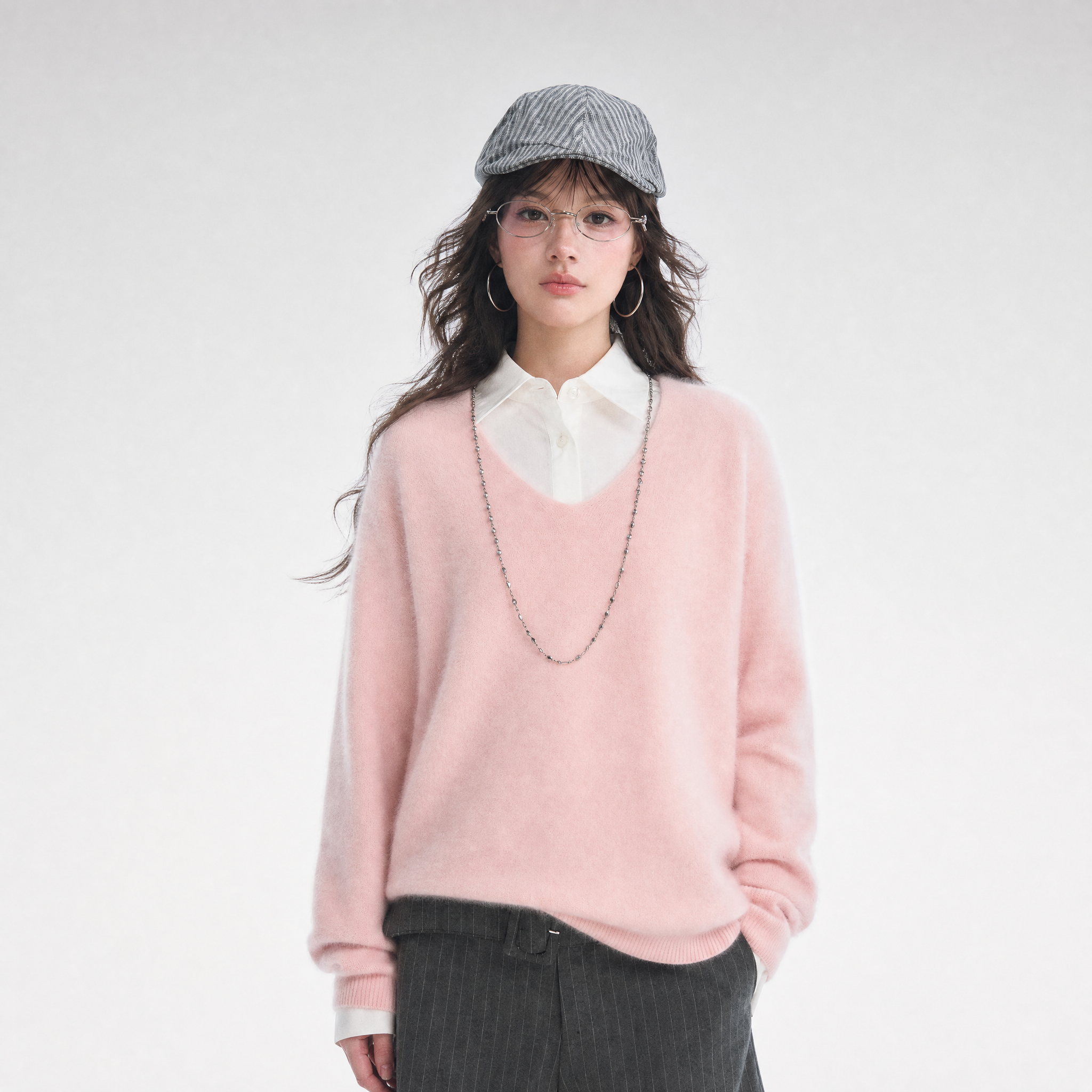 Brushed V-Neck Wool Sweater