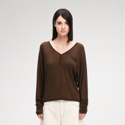 Lyocell Wool V-Neck Top