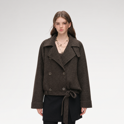 Brushed Wool Blend Short Coat