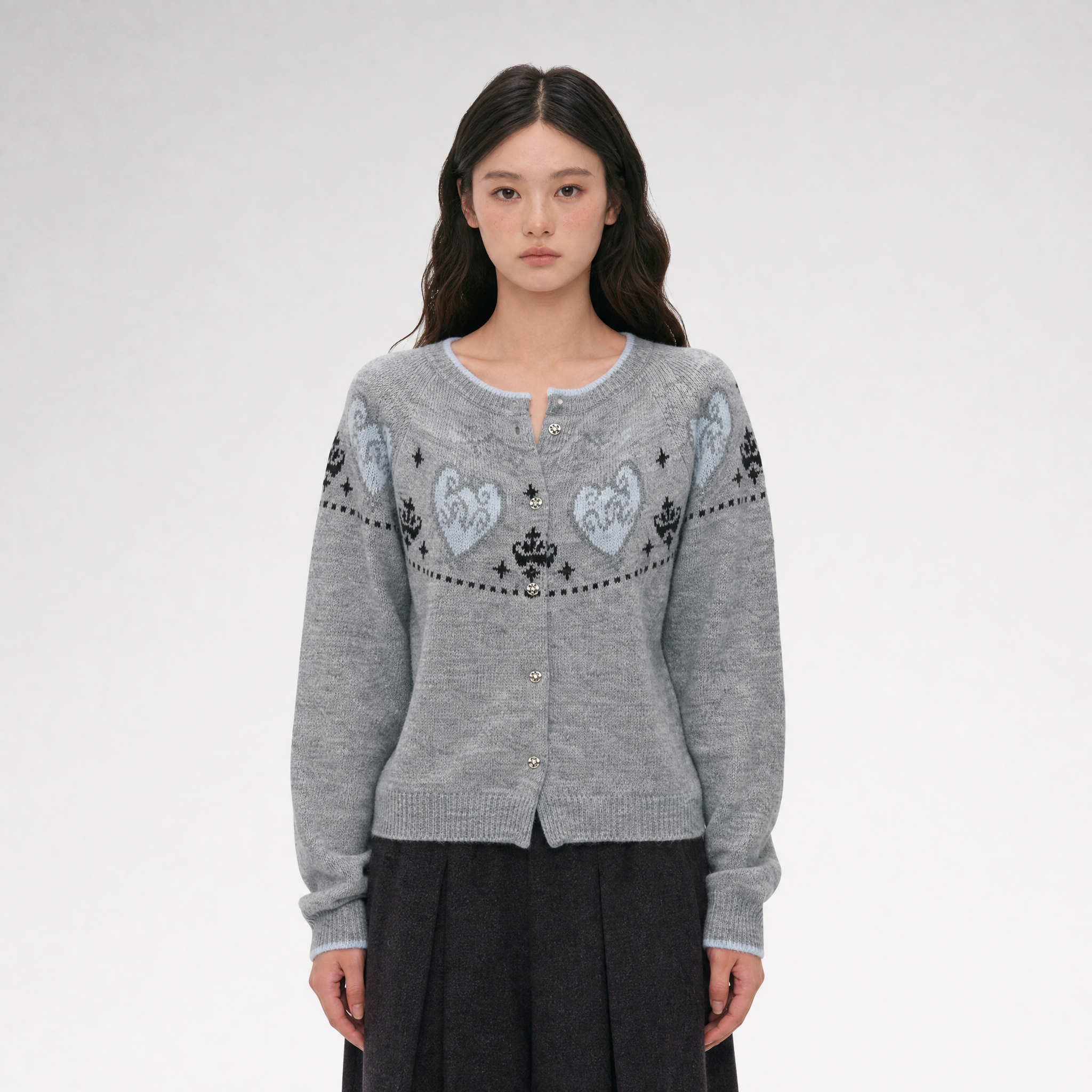 Fair Isle Jacquard Knit Cardigan