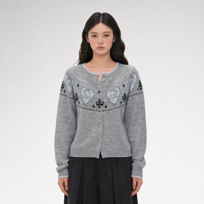 Fair Isle Jacquard Knit Cardigan