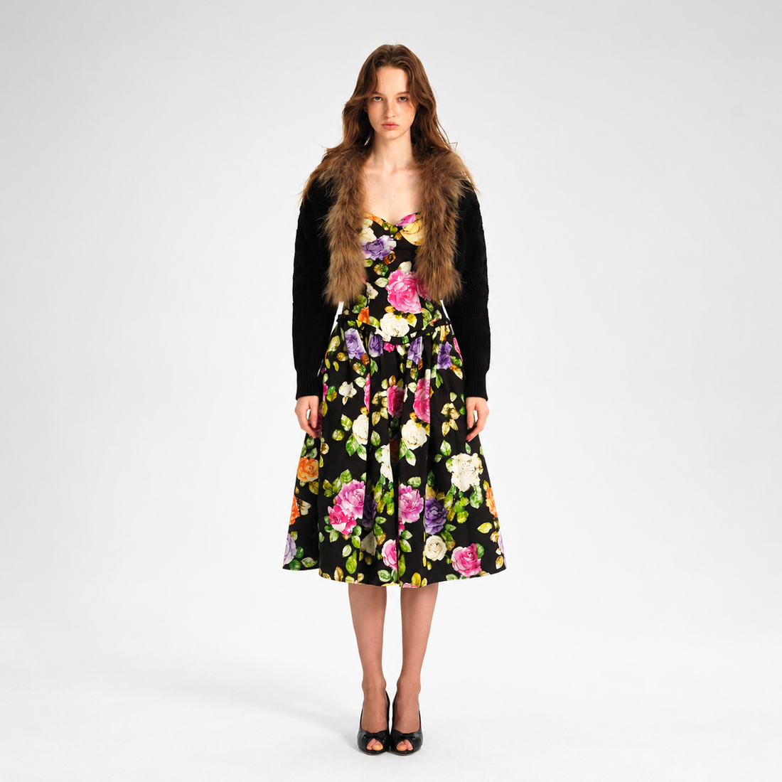 Wool Cable-Knit Jacket Dress Set 100% Wool