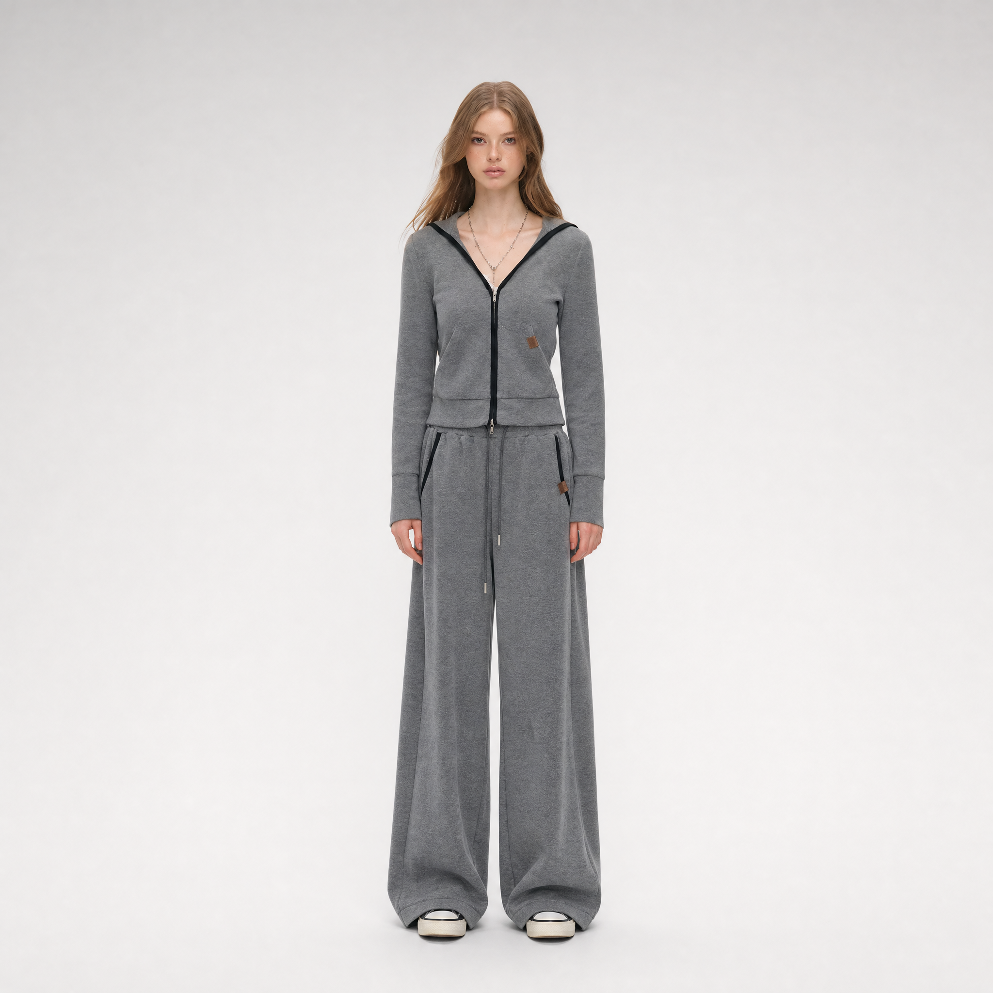 Contrast Trim Hooded Tracksuit Set