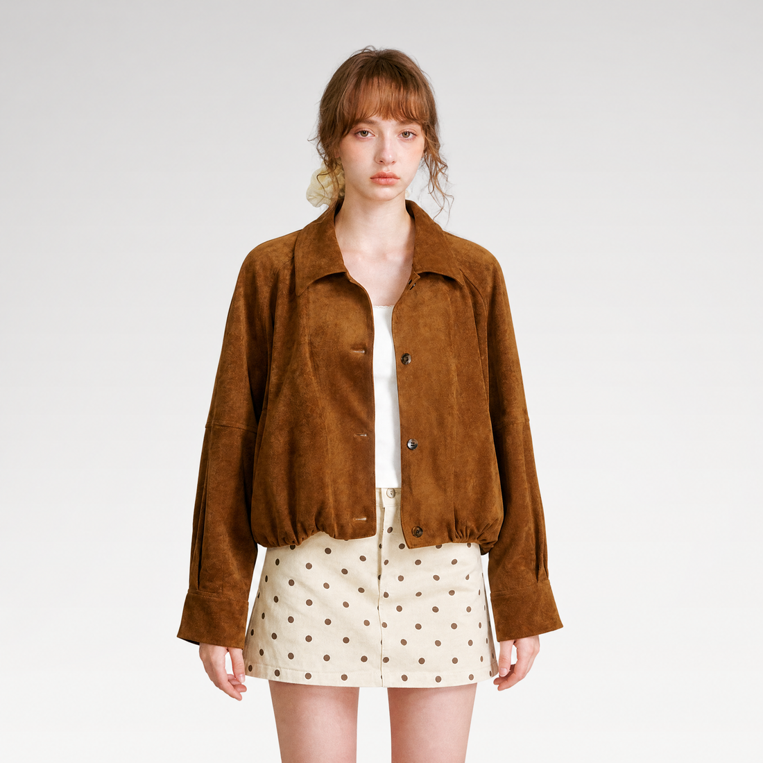 Faux Suede Relaxed Short Jacket