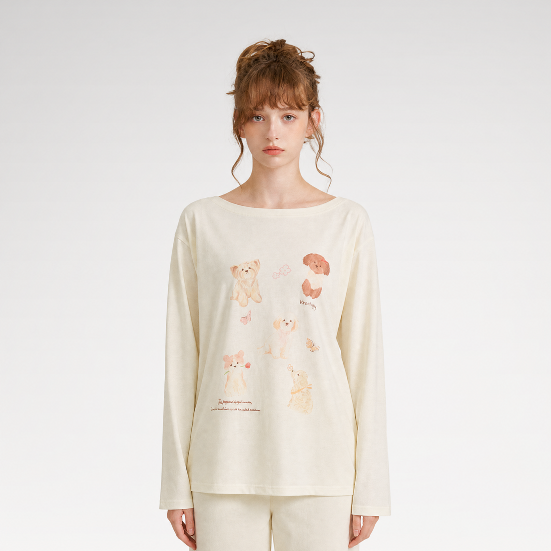 Hand-Drawn Puppy Print T-Shirt