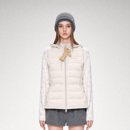 Cinched Hooded Quilted Down Vest