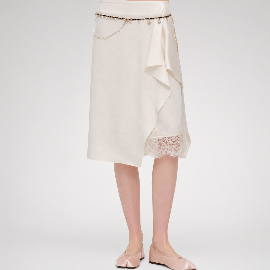Silky Draped A-Line Skirt