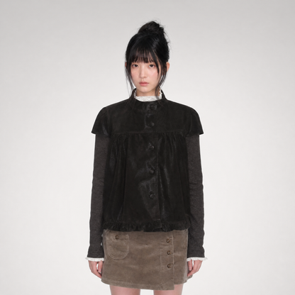 Suede Layered Flare Jacket