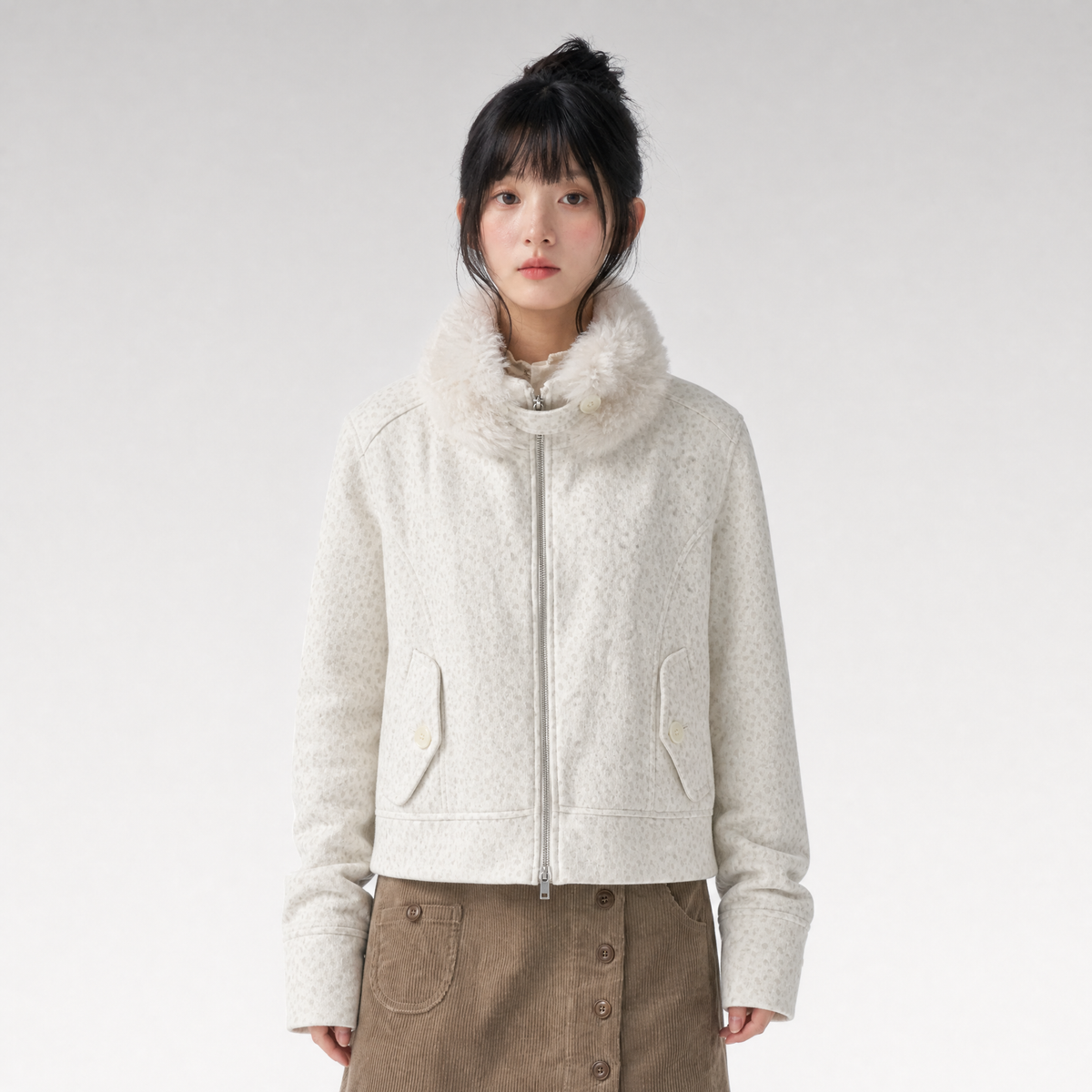 Brushed Jacquard Cropped Jacket