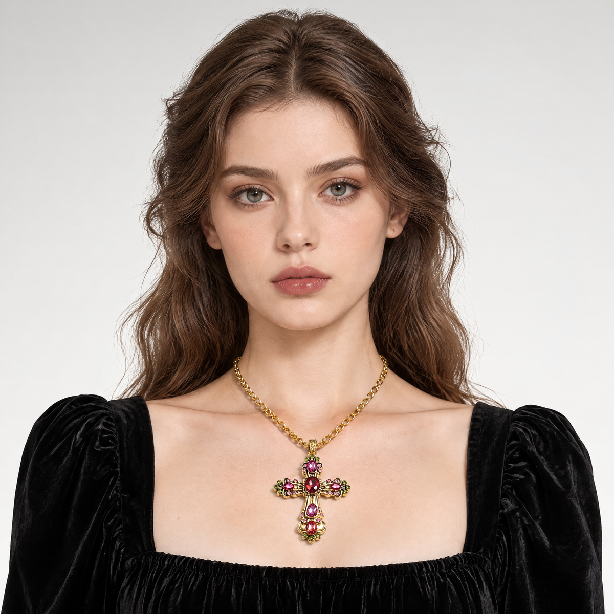Collana con pendente a croce barocca vintage