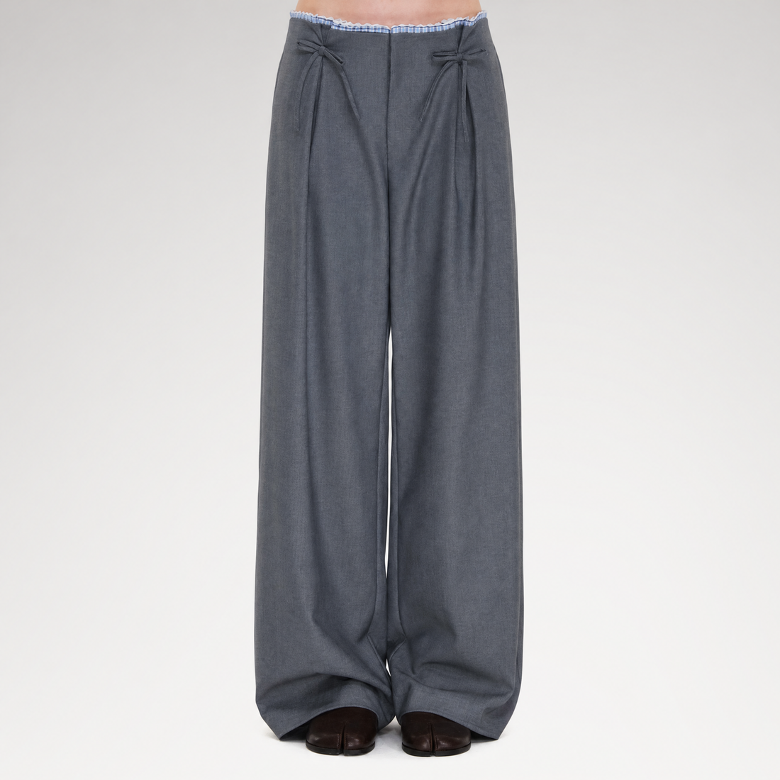 Plaid Lace Waistband Straight Pants