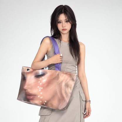 Distressed PU Oversized Tote Bag