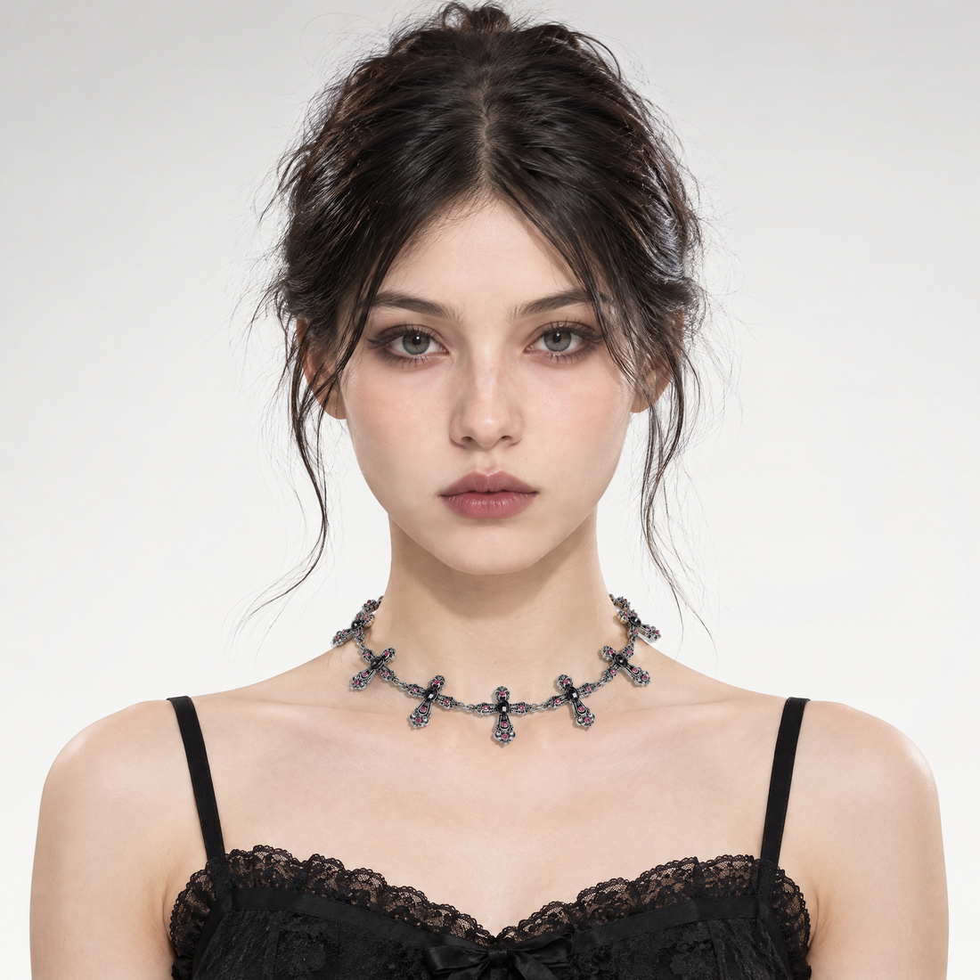 Distressed Baroque Cross Choker