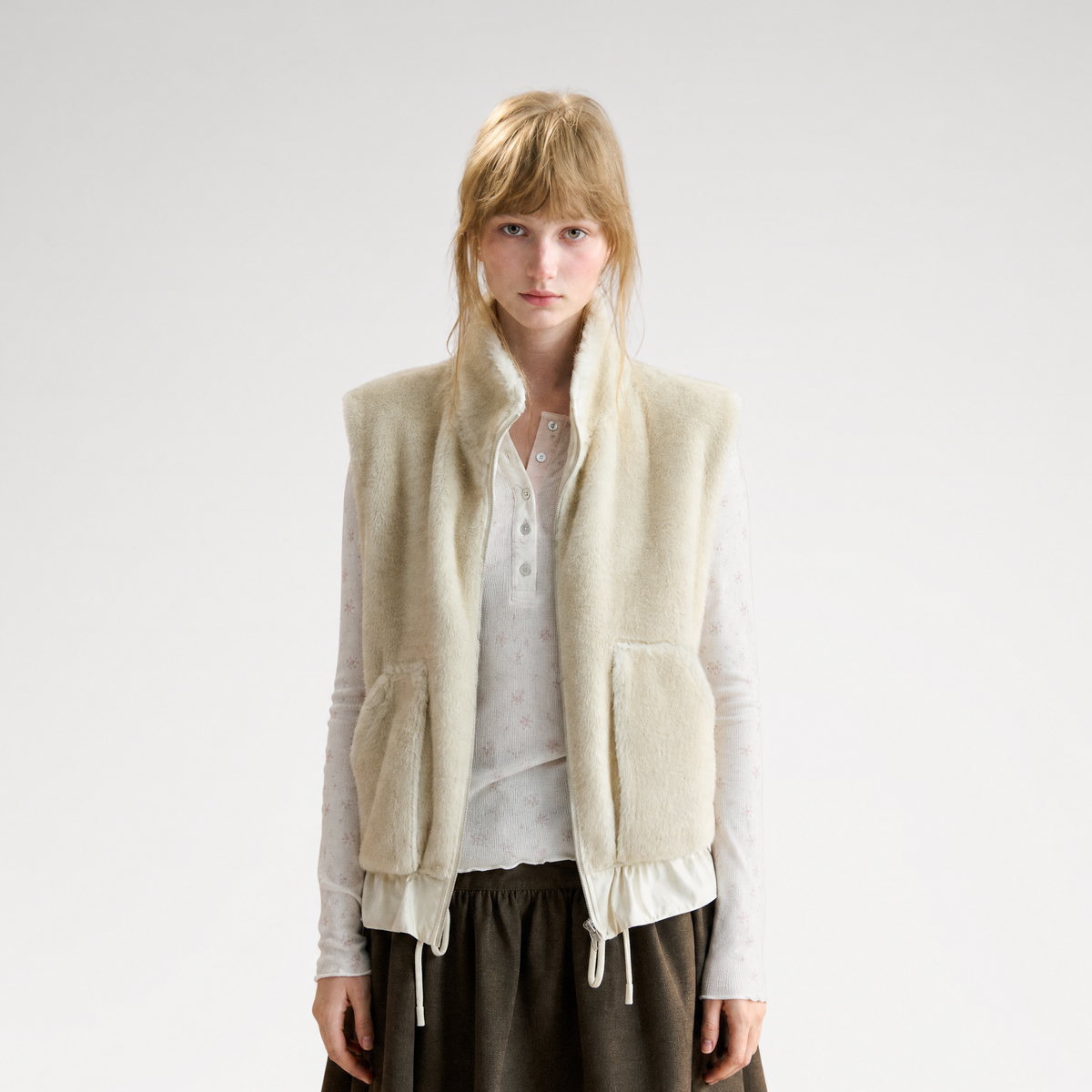 Reversible Plush Stand-Collar Vest