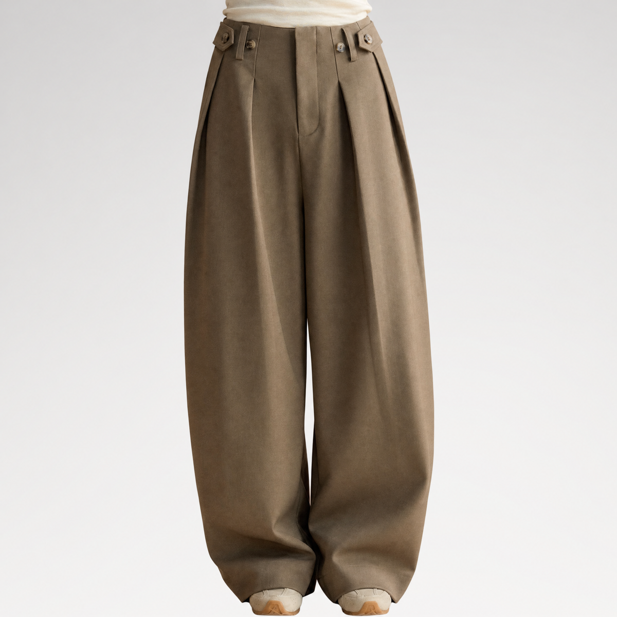 Double Pleat Curved Trousers