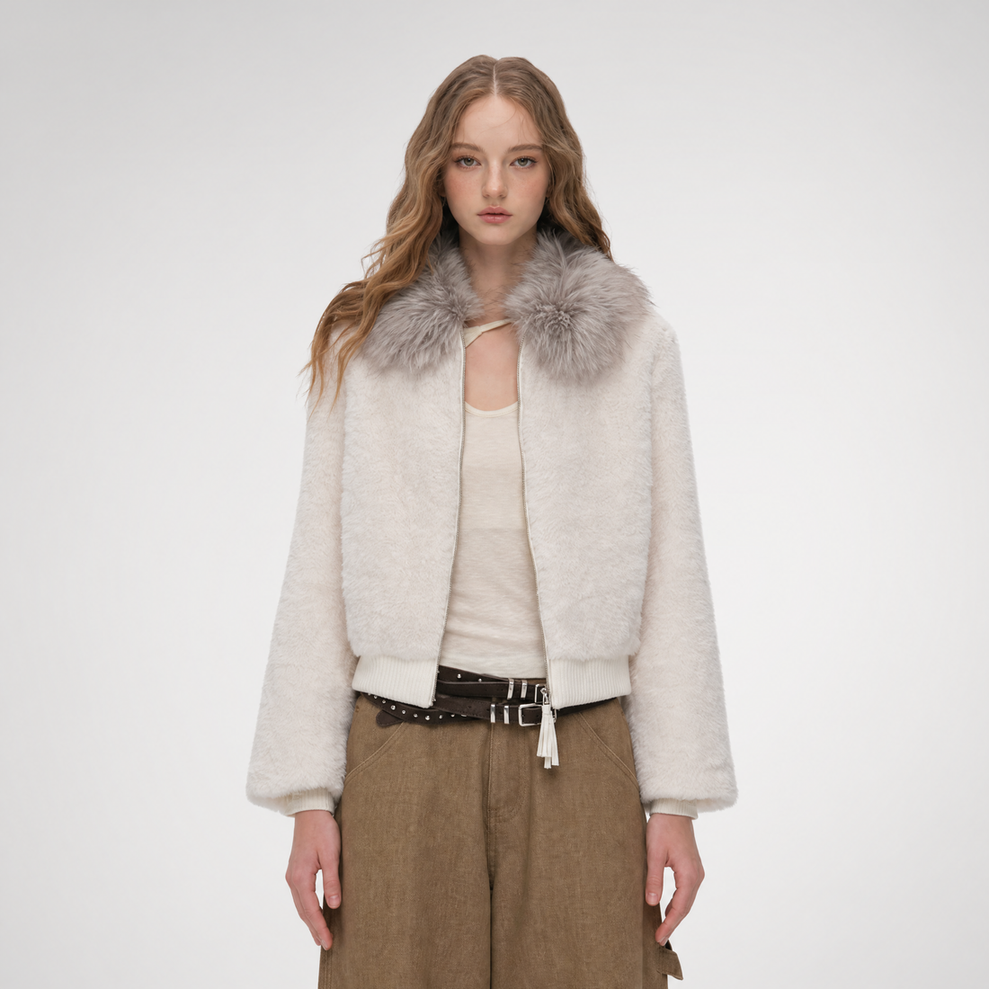High-Density Cropped Fur Jacket