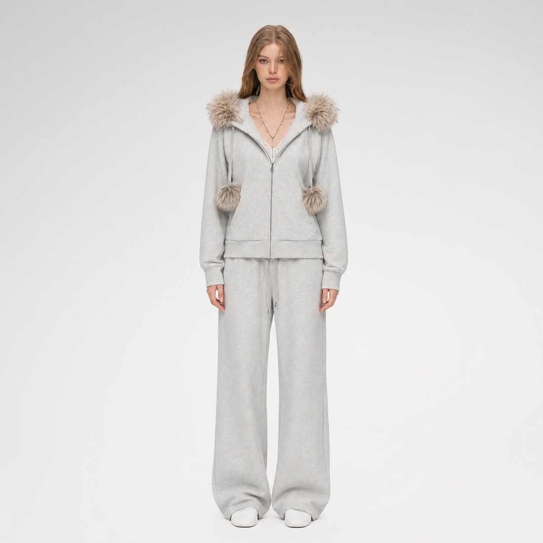 Contrast Fur Hooded Tracksuit