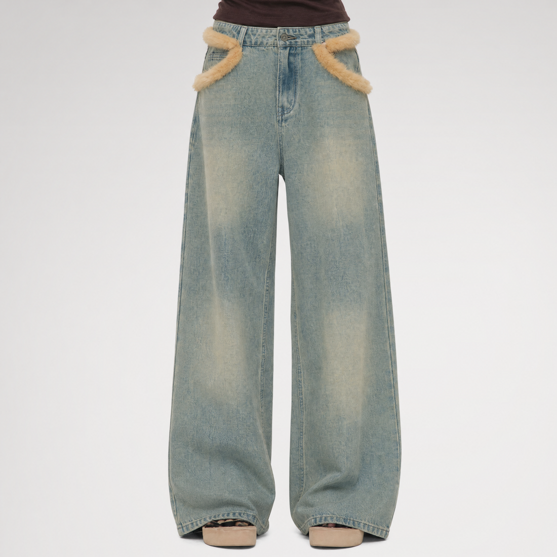Vintage Washed Wide-Leg Jeans