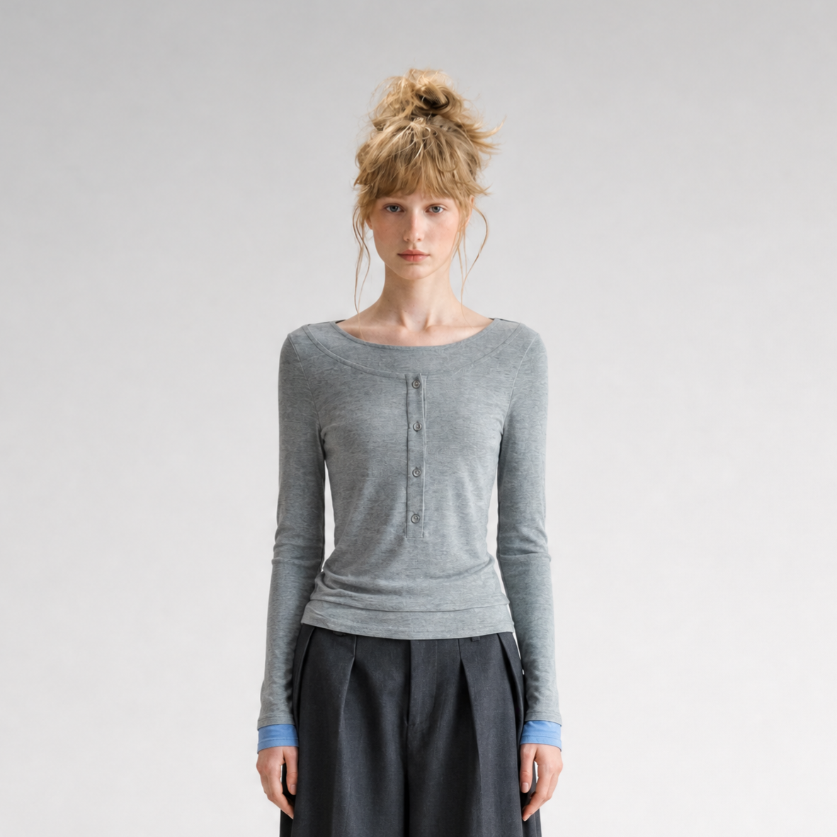 Contrast Cuff Layered Long-Sleeve T-Shirt