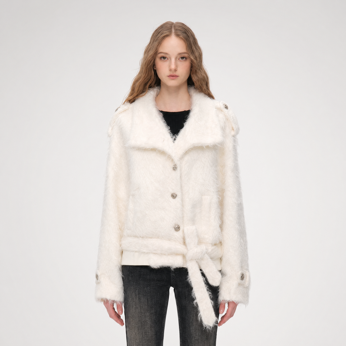 Long-Pile Faux Fur Jacket