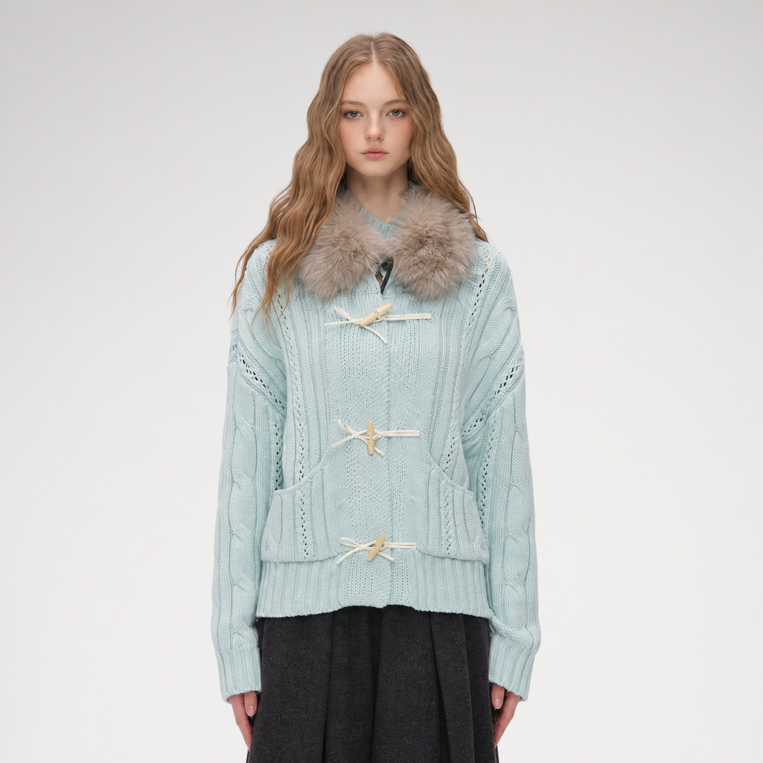 Cable Knit Cropped Cardigan