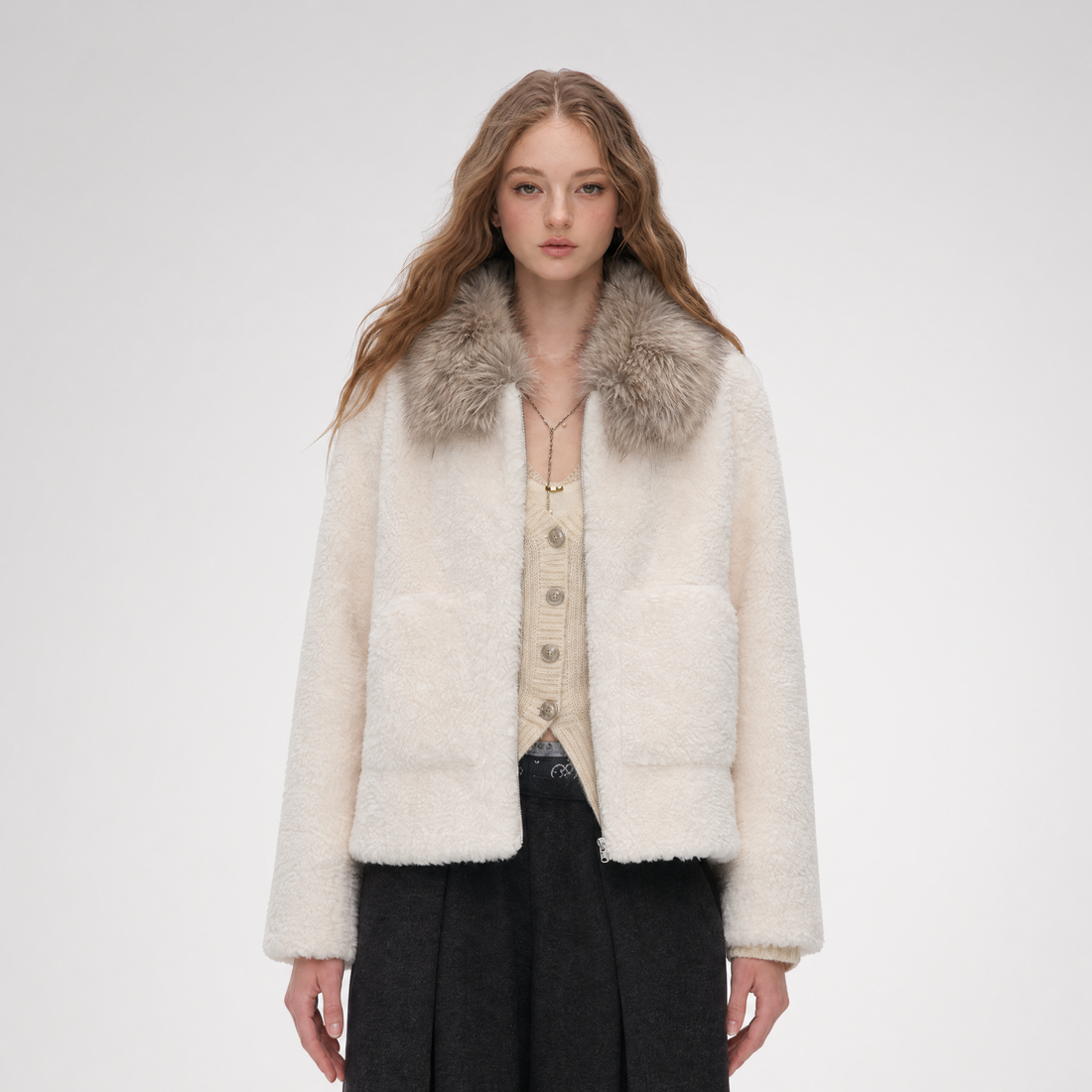 Plush Contrast Collar Jacket