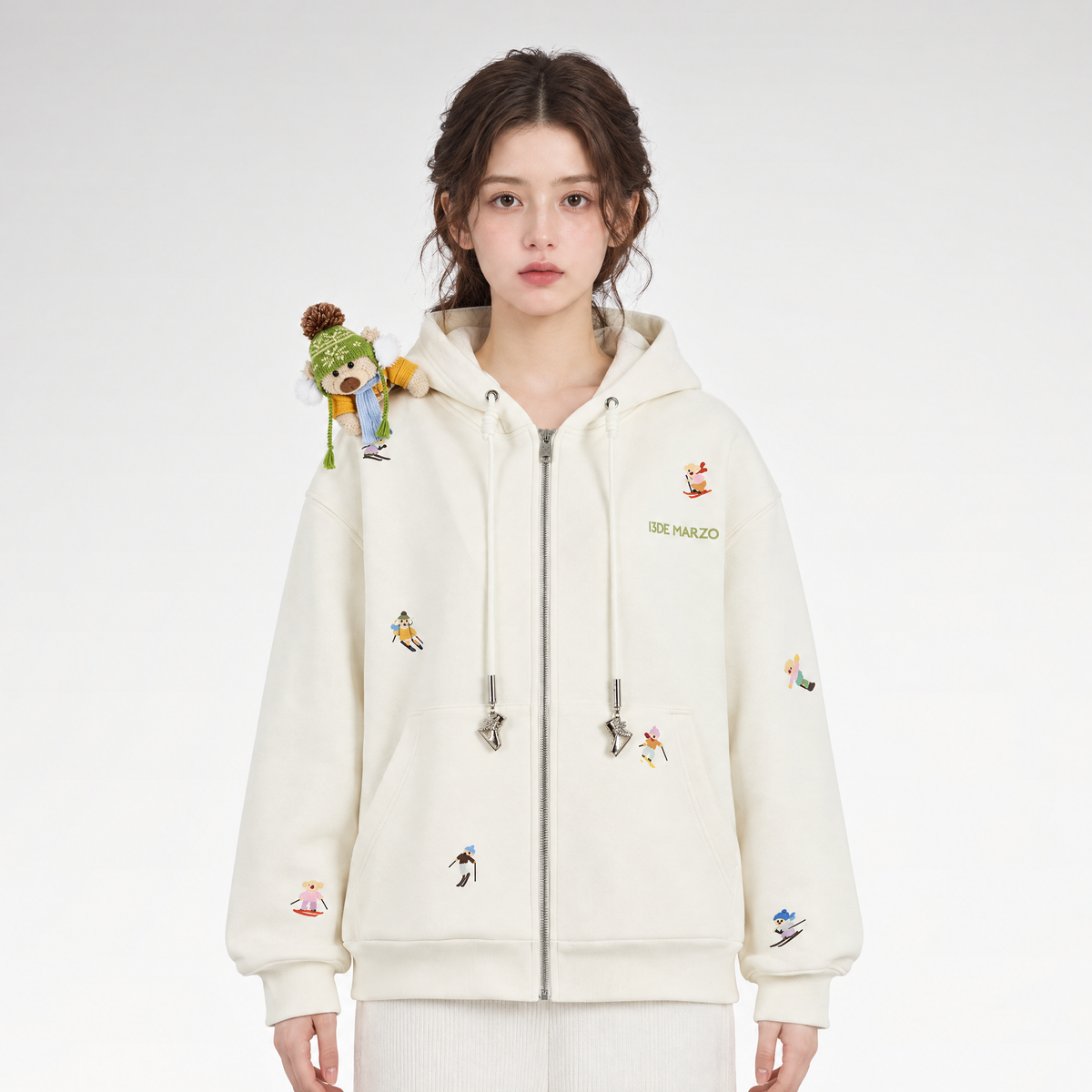 Snow Bear Printed Hooded Sweatshirt