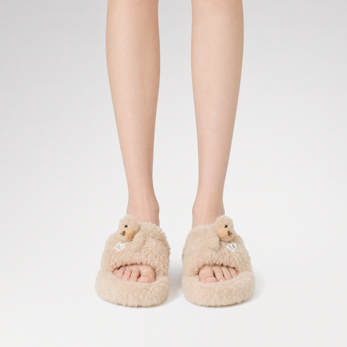 Furry Single-Strap Open-Toe Slippers