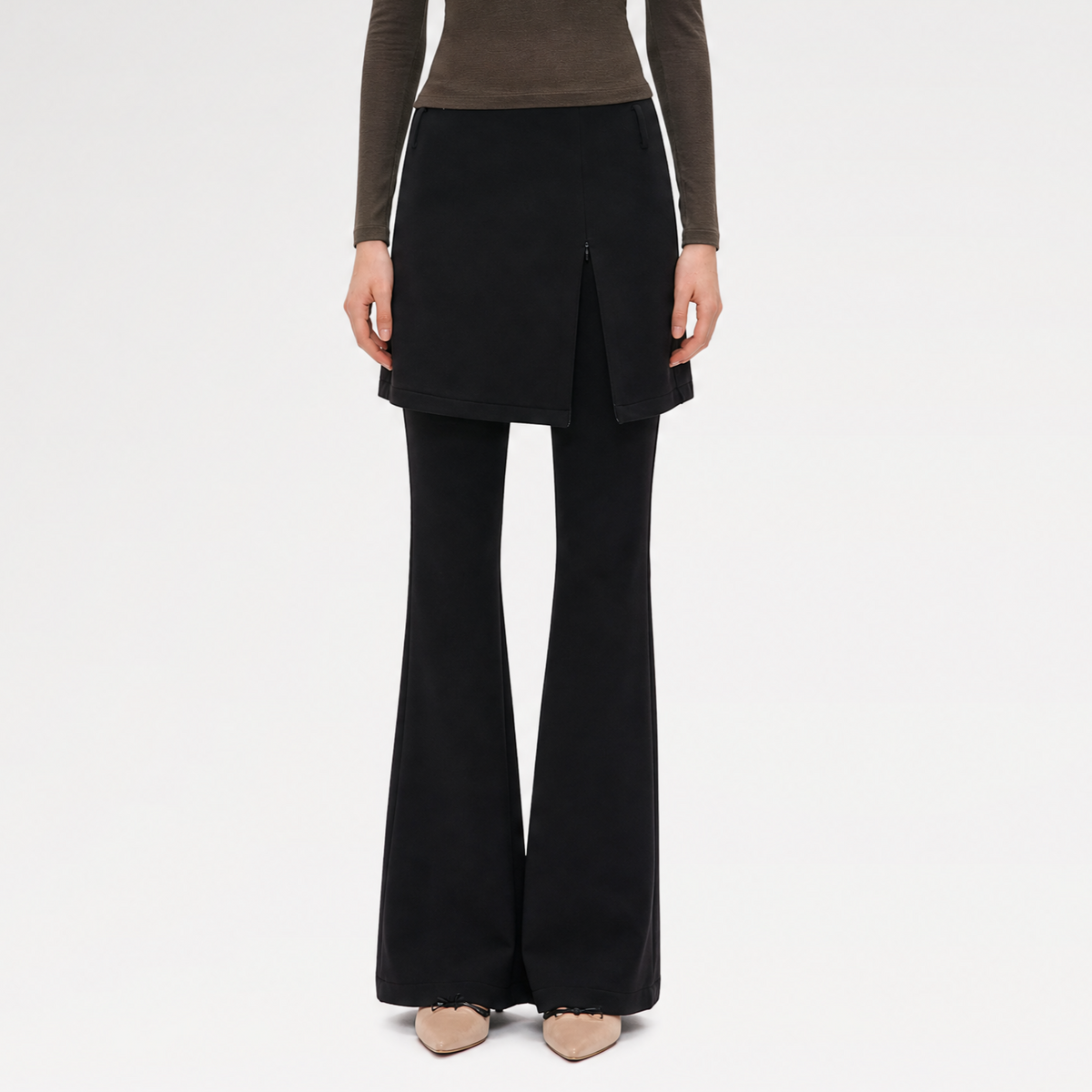 Layered Skirt Flare Pants