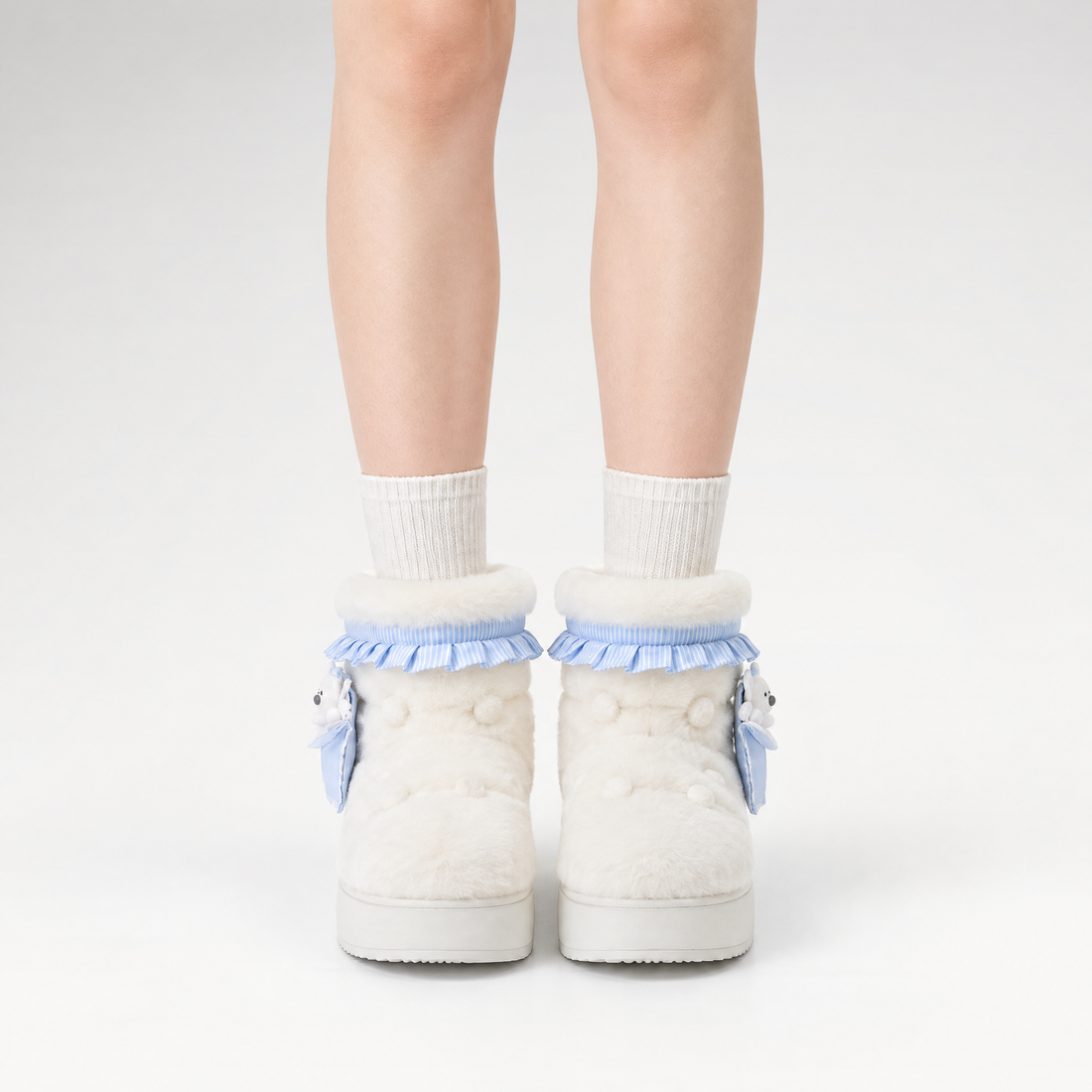 Snowboots met plateauzool en pluche afwerking