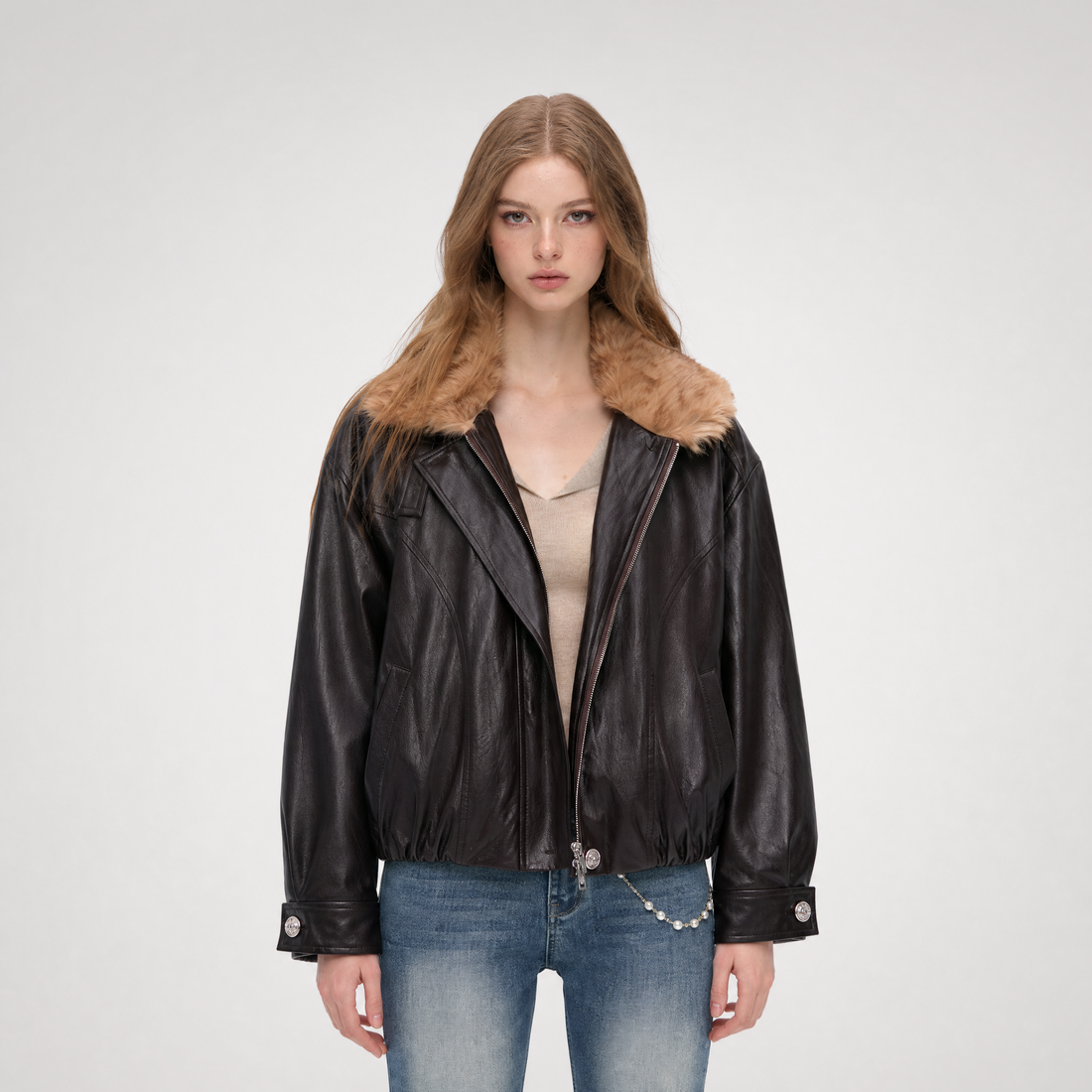 Metallic Leopard Collar Jacket