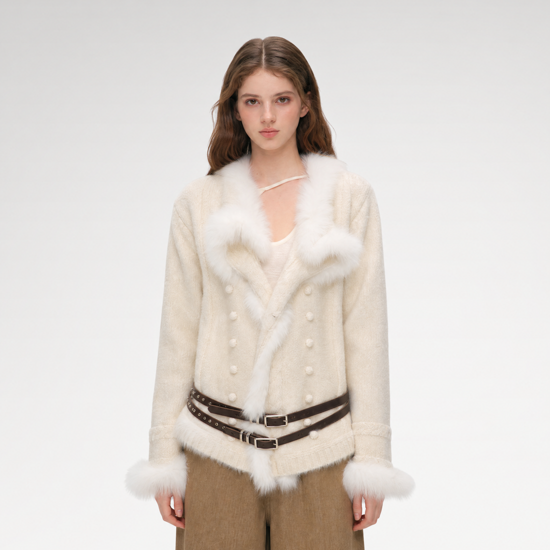 Long-Pile Fox Fur Cardigan