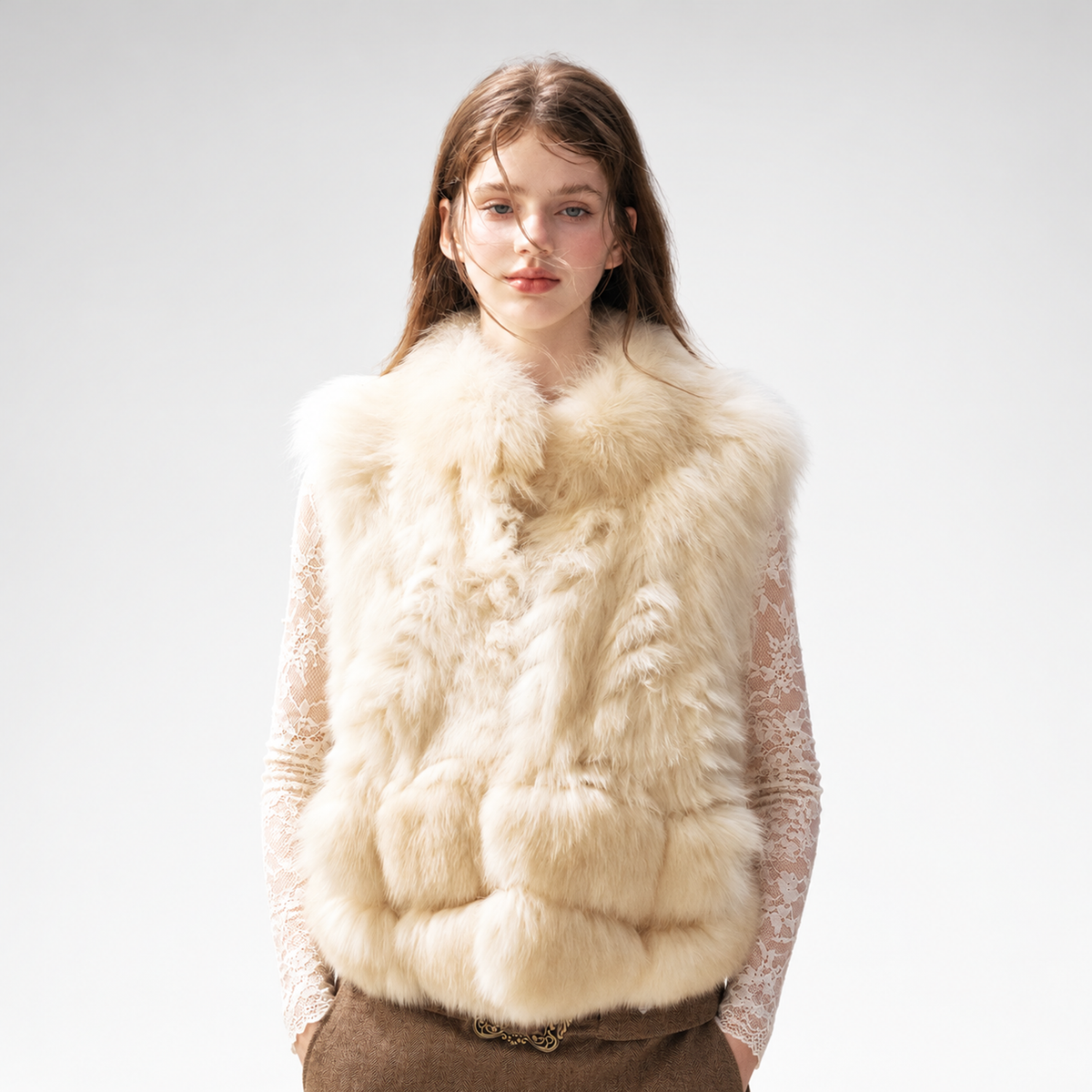 Fox Fur Stand-Collar Vest