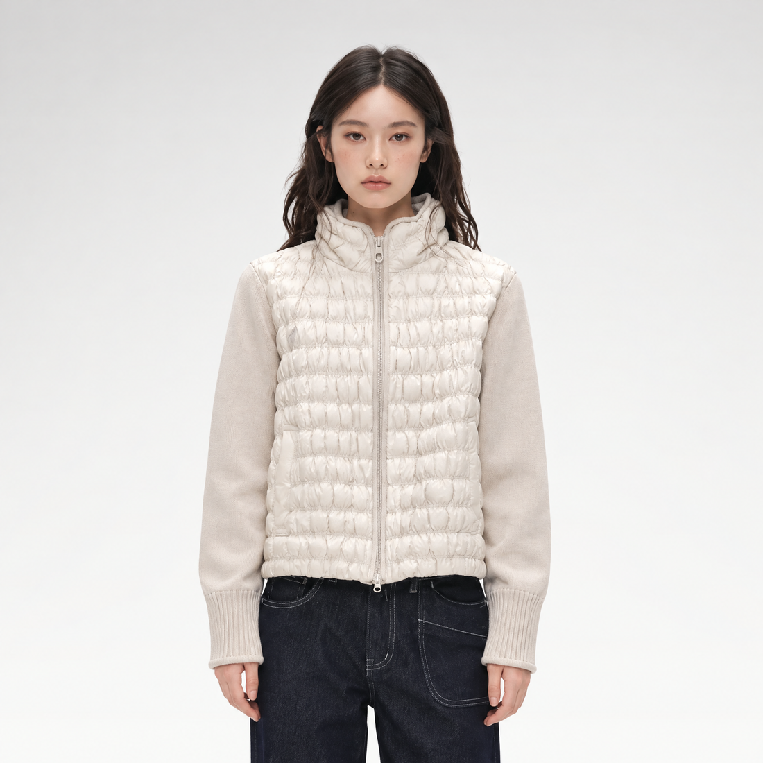 Quilted Knit Sleeve Down Jacket