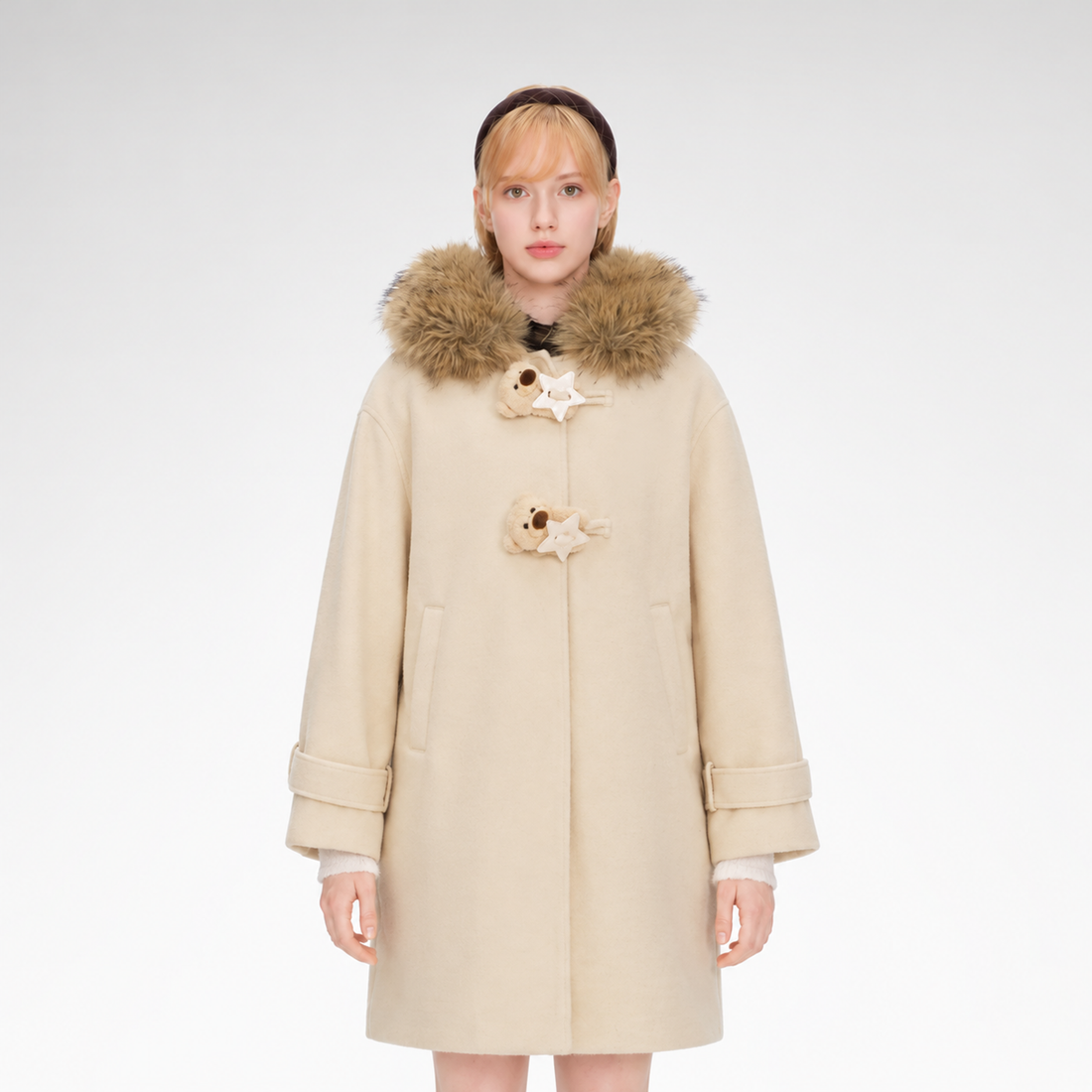 Star Button Oversized Winter Coat
