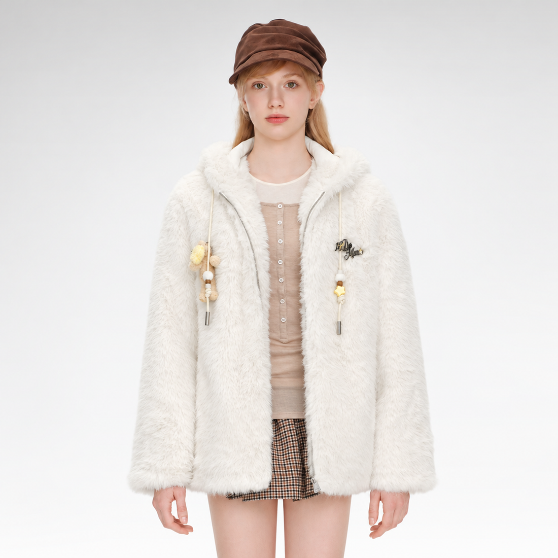Beaded Plush Star Winter Coat