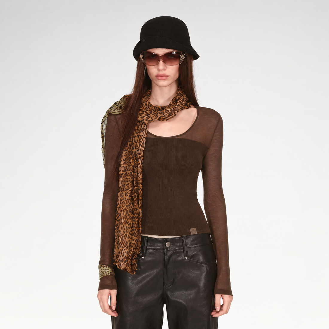 Tencel Sheer V-Neck Knit Top