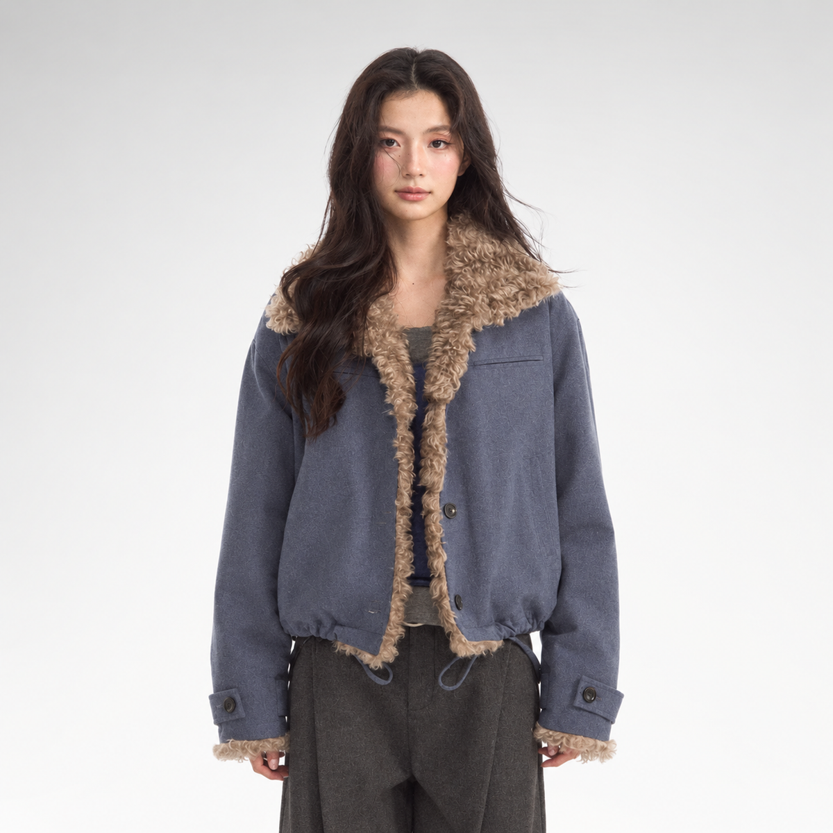 Faux Lamb-Wool Patchwork Jacket