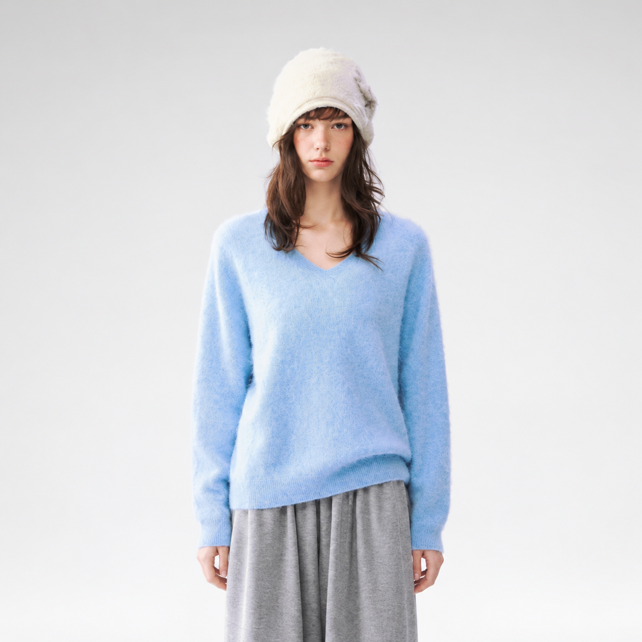 Conjunction Color SOMESOWE Mohair V-Neck Fluffy Sweater | SOMESOWE – CHINASQUAD