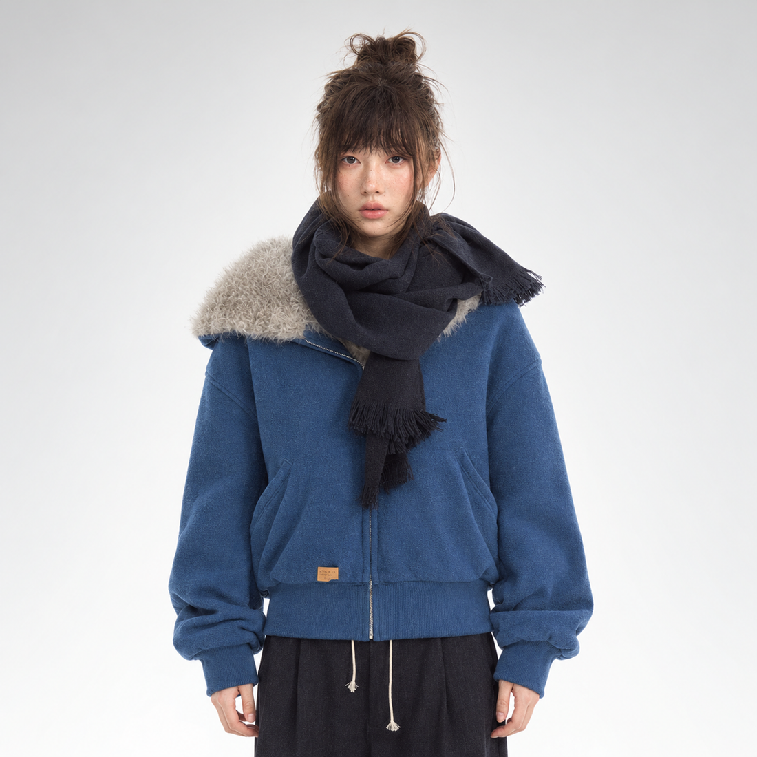 Fuzzy Hooded Cropped Puffer Jacket