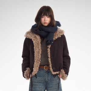 Plush Contrast Cropped Jacket
