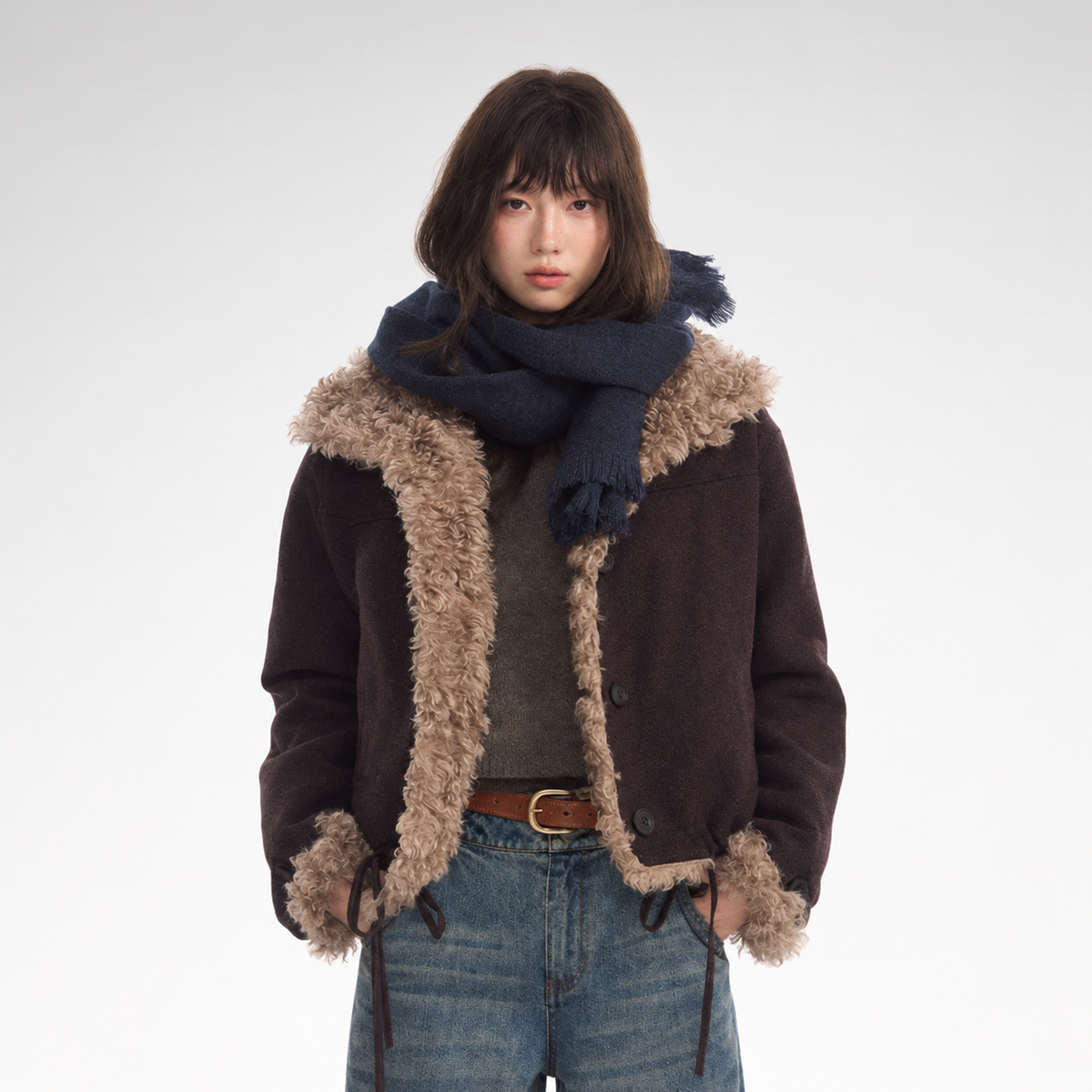 Plush Contrast Cropped Jacket